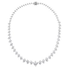 15.39 Ct SI Clarity HI Color Pear Diamond Necklace 18 Karat White Gold Jewelry
