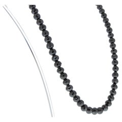 153.92CTW Black Faceted Briolette Diamond Bead Necklace