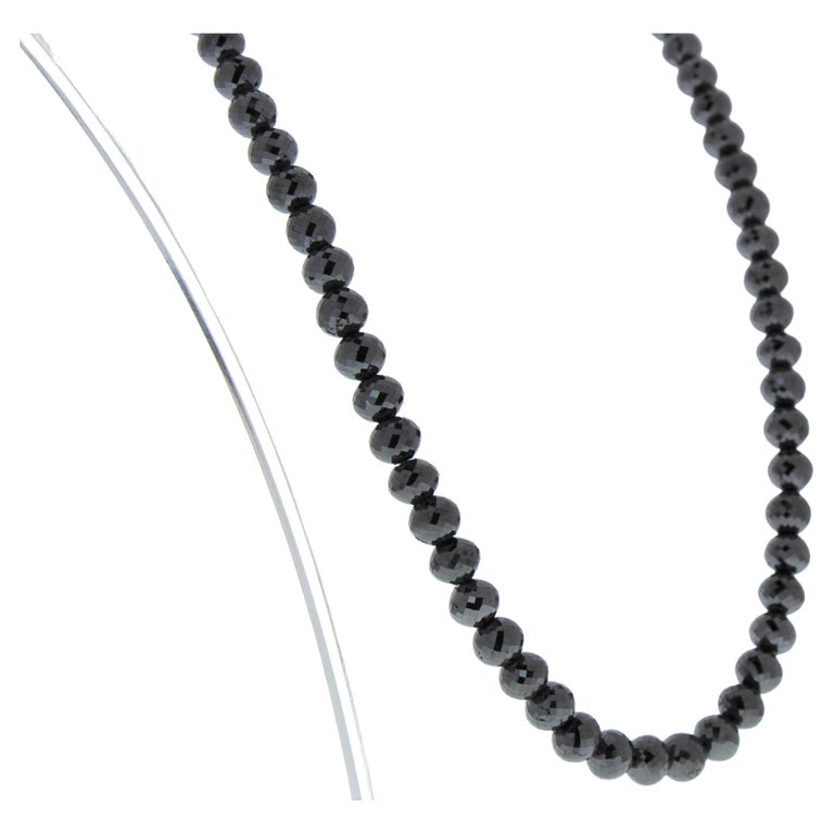 153.92CTW Black Faceted Briolette Diamond Bead Necklace For Sale at 1stDibs