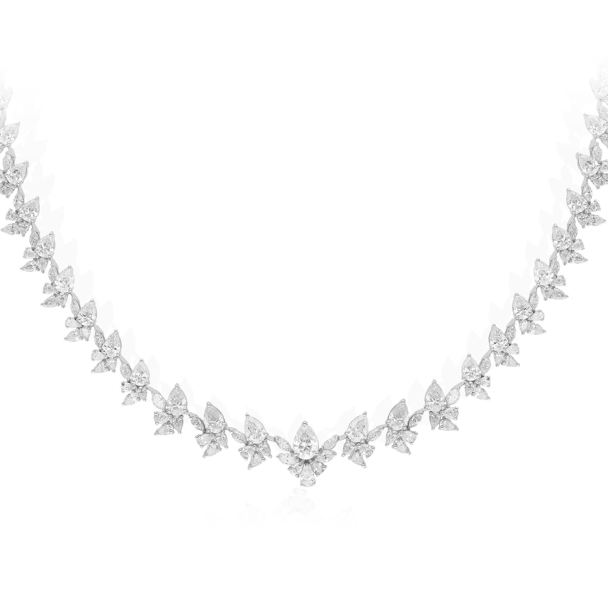 15,39 Karat Birnenschliff natürlicher Diamant Hochzeit Halskette für Frau 18k Weißgold (Moderne) im Angebot