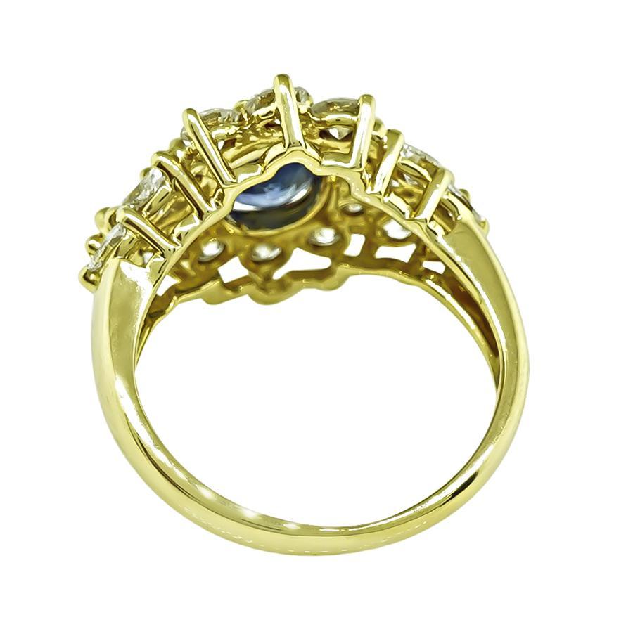 Goldring 1,53 Karat Ceylon Saphir 1,50 Karat Diamant im Zustand „Gut“ im Angebot in New York, NY