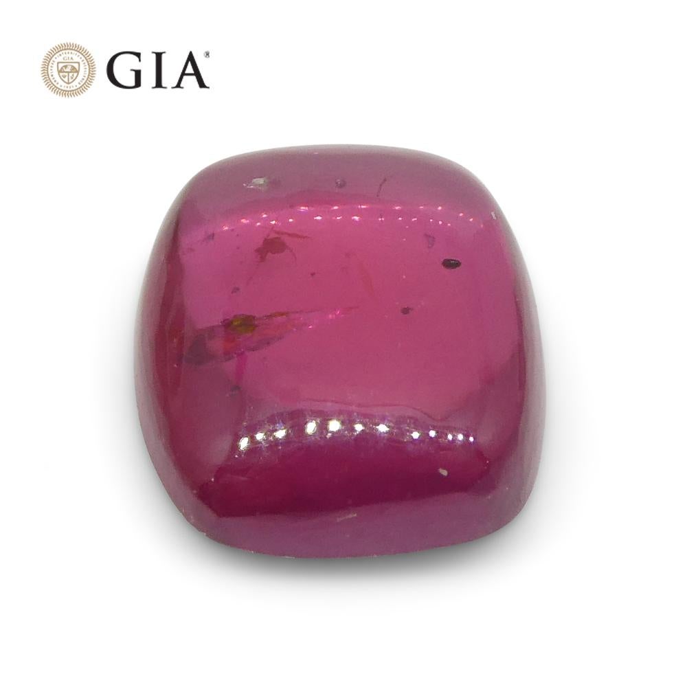 1.53ct Cushion Double Cabochon Purplish Red Ruby GIA Certified Mozambique Unheat For Sale 3