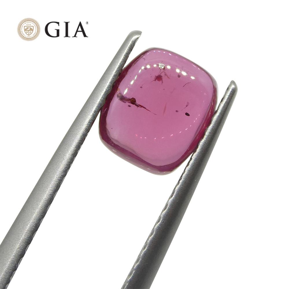 1.53ct Cushion Double Cabochon Purplish Red Ruby GIA Certified Mozambique Unheat In New Condition For Sale In Toronto, Ontario