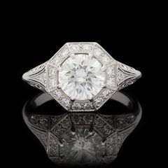Bague en platine française avec diamants 1,53 carat certifiés GIA