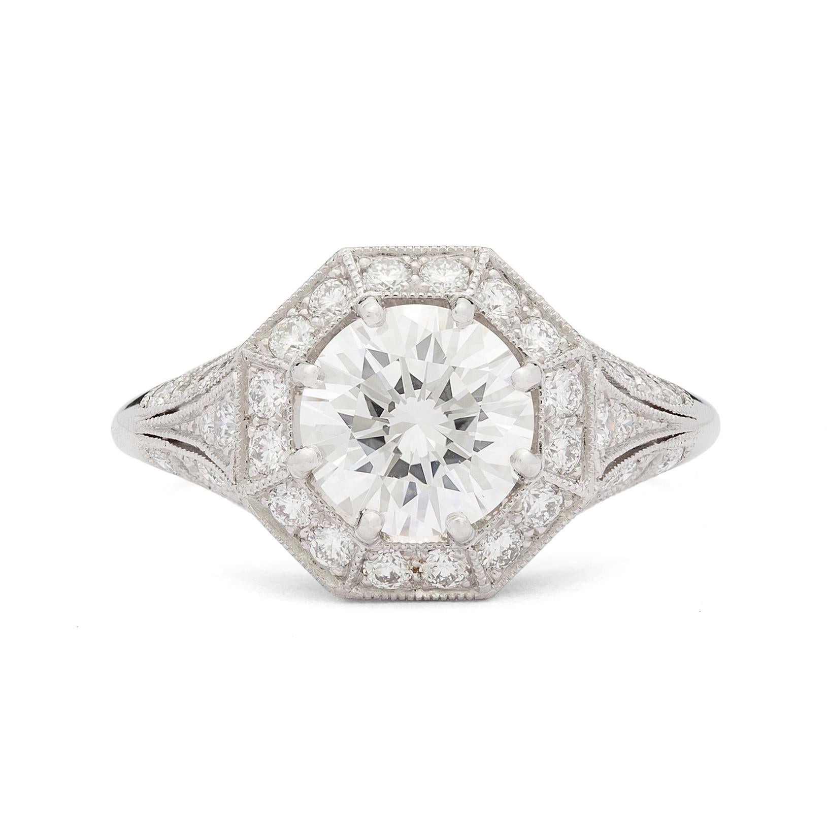 1.53ct GIA French Platinum Diamond Ring For Sale 1
