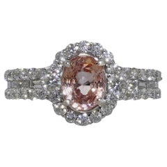 1.53ct Natural Padparadscha Sapphire 18K White Gold Ring