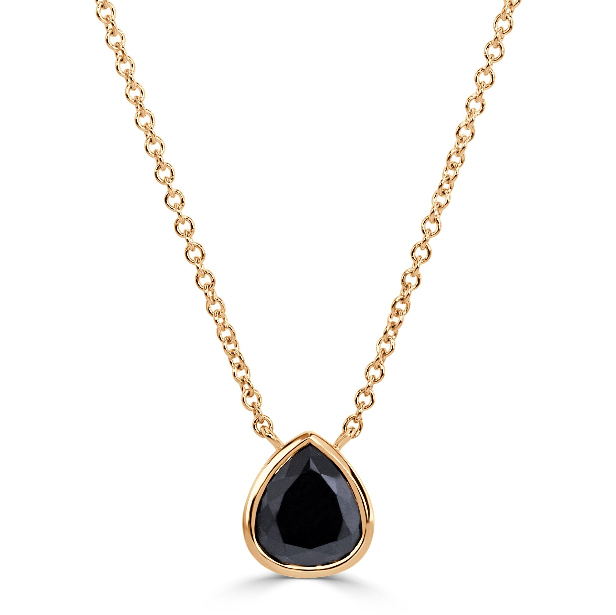 1.53ct Pear Shaped Black Diamond Pendant For Sale