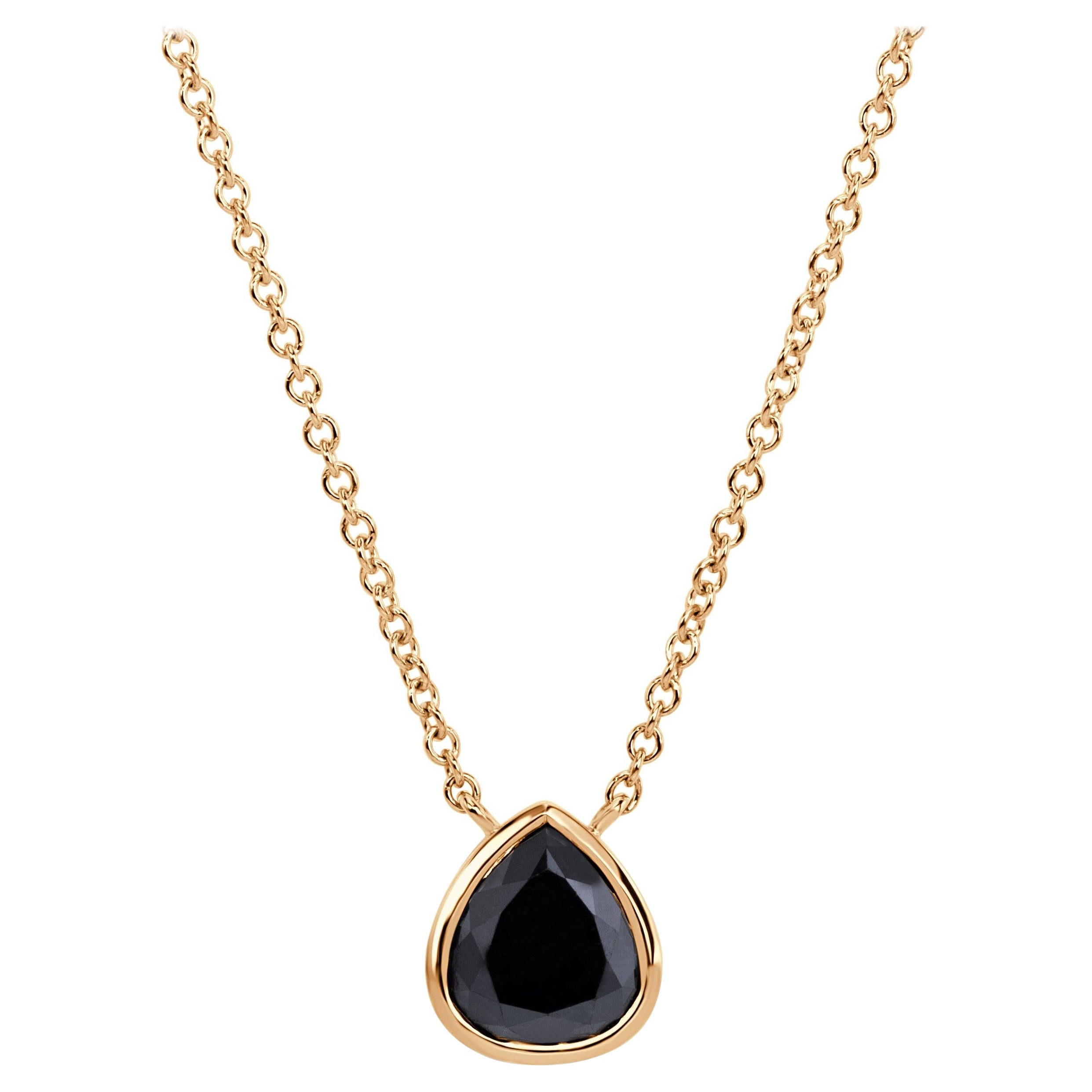 1.53ct Pear Shaped Black Diamond Pendant
