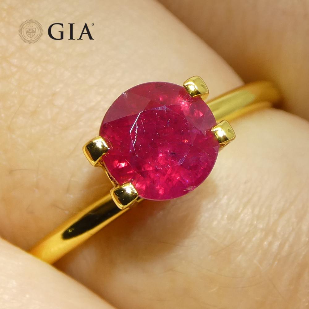 1.53ct Round Red Ruby GIA Certified Madagascar (Brillantschliff) im Angebot