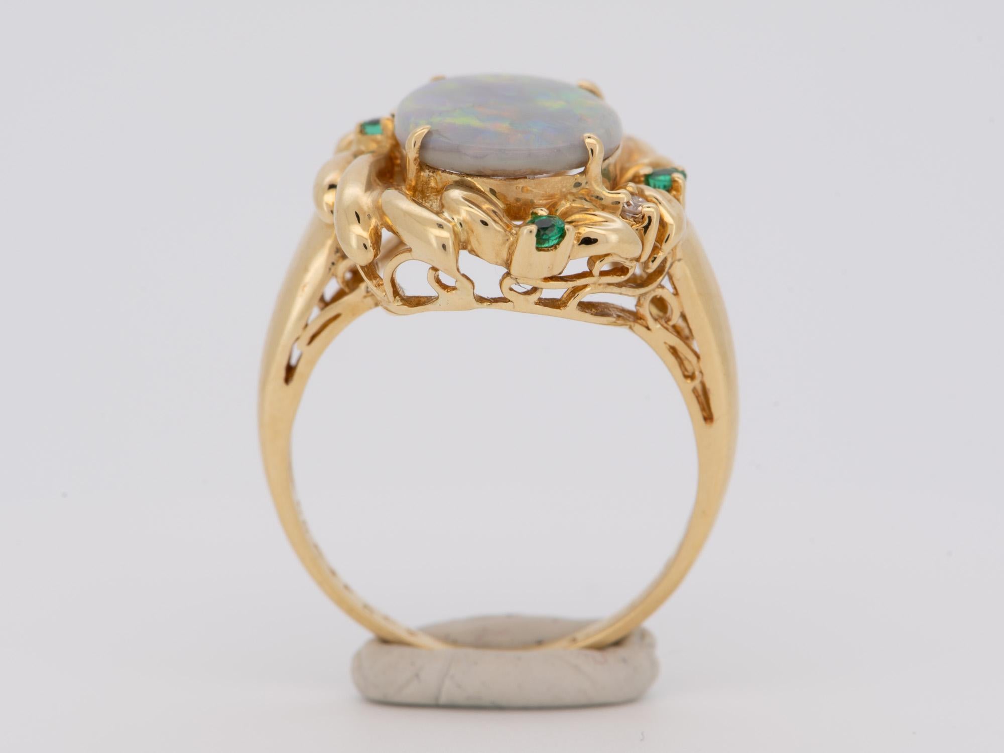 Women's or Men's 1.53ct Solid Australian Opal Ring 18K Gold R6722 For Sale