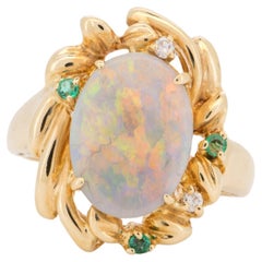 Used 1.53ct Solid Australian Opal Ring 18K Gold R6722