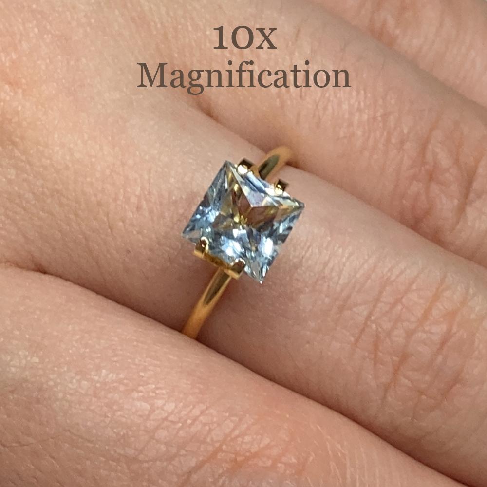 Description:

Gem Type: Aquamarine
Number of Stones: 1
Weight: 1.53 cts
Measurements: 6.99 x 7.09 x 4.49 mm
Shape: Square
Cutting Style Crown: Step Cut
Cutting Style Pavilion: Step Cut
Transparency: Transparent
Clarity: Very Slightly Included: Eye