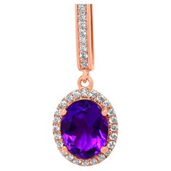 1.53 Ct Oval Shape Amethyst 18K ROSE GOLD PLATED OVER 925 SILVER BRIDAL NECKLACE