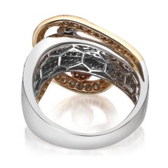 Anello a fascia da donna con diamanti rotondi incastonati a due toni da 1,53cttw in oro 14k