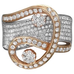 1.53cttw Two Tone Prong Set Round Diamond Ladies Band Ring 14k Gold