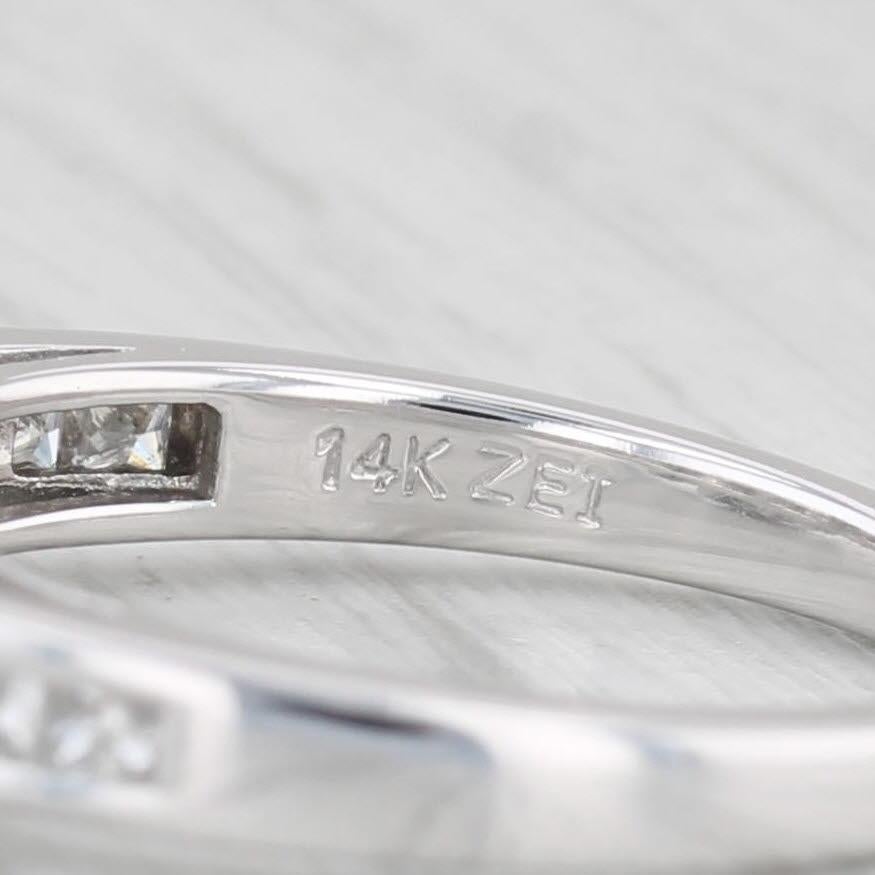 Princess Cut 1.53ctw 3-Stone Princess Diamond Engagement Ring 14k White Gold Size 6.75 For Sale