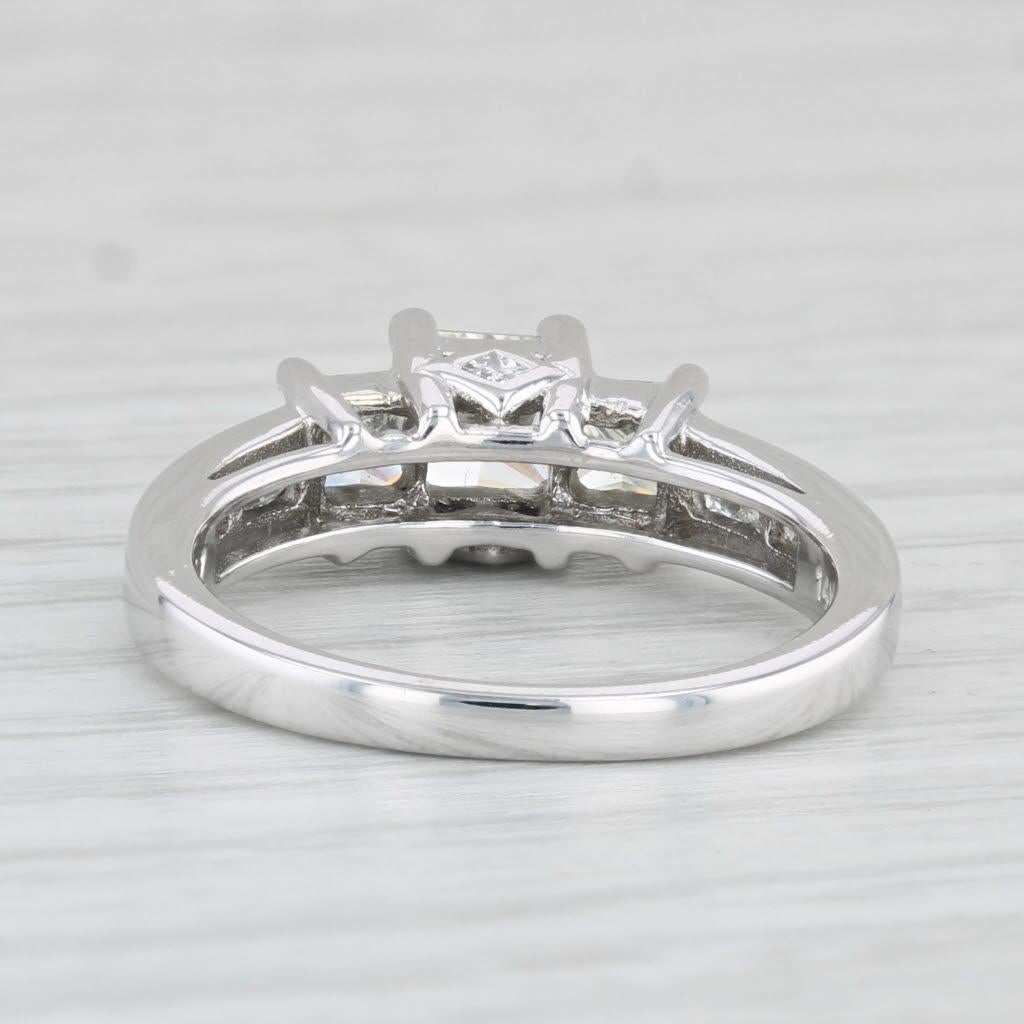 1.53ctw 3-Stone Princess Diamond Engagement Ring 14k White Gold Size 6.75 In Good Condition For Sale In McLeansville, NC