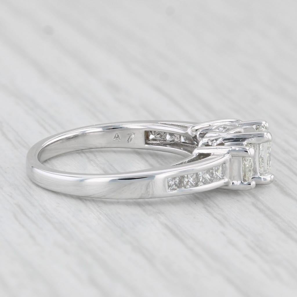 1.53ctw 3-Stone Princess Diamond Engagement Ring 14k White Gold Size 6.75 For Sale 2