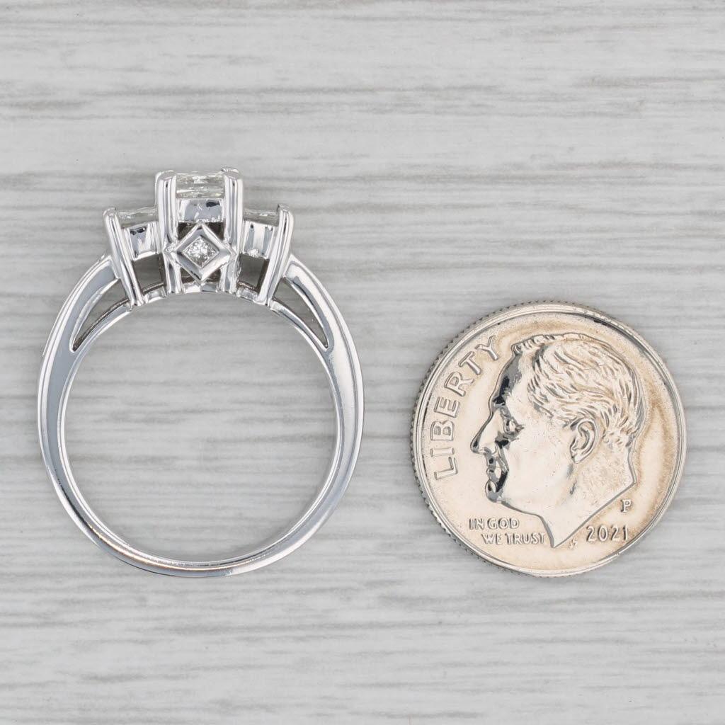 1.53ctw 3-Stone Princess Diamond Engagement Ring 14k White Gold Size 6.75 For Sale 3