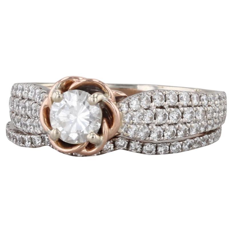 1.53ctw Anillo de Compromiso de Diamantes Alianza de Boda Conjunto Nupcial 14k Oro Blanco Rosa en venta
