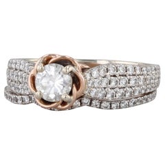 1.53ctw Anillo de Compromiso de Diamantes Alianza de Boda Conjunto Nupcial 14k Oro Blanco Rosa