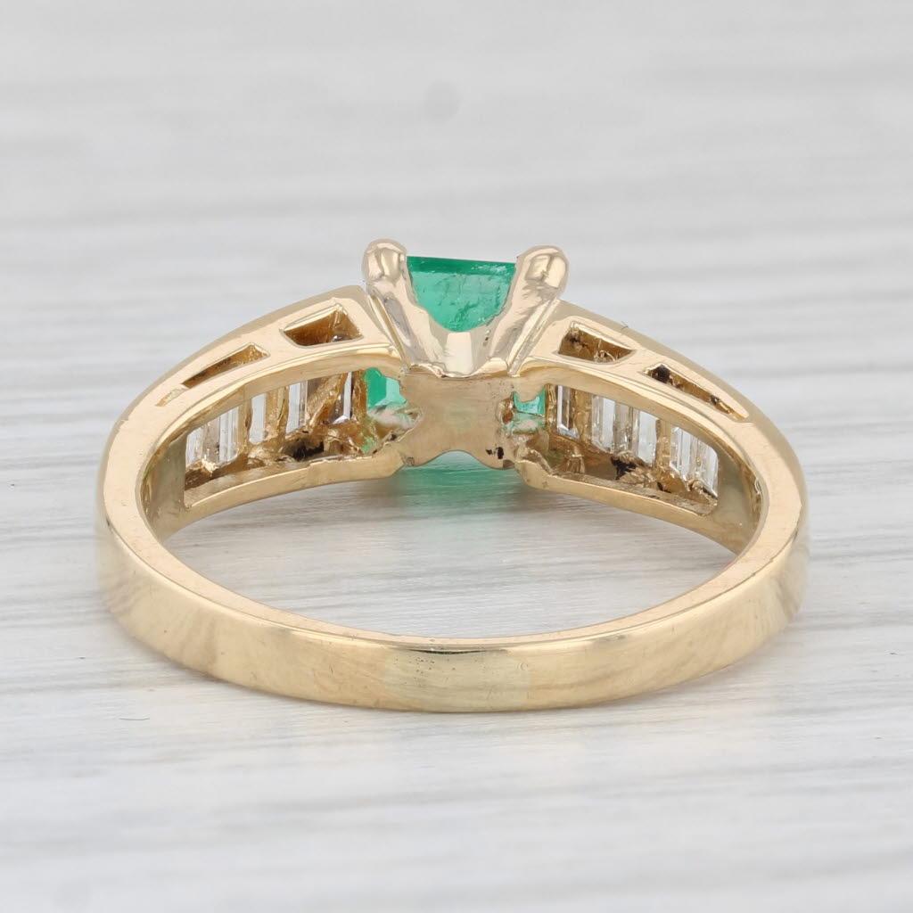 De las mujeres 1.53ctw Anillo Diamante Esmeralda Oro Amarillo 18k Talla 6.25 Compromiso en venta
