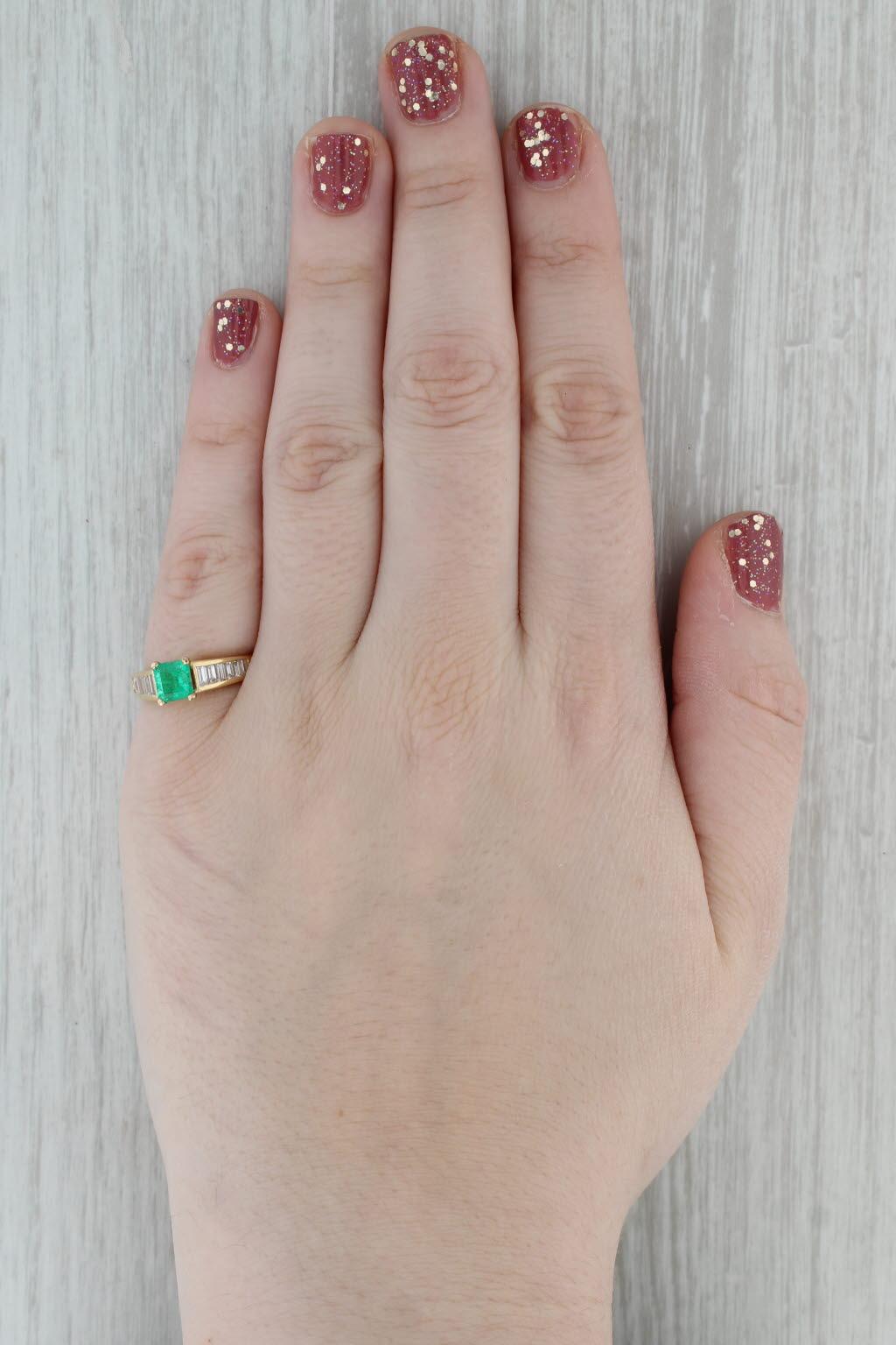 1.53ctw Anillo Diamante Esmeralda Oro Amarillo 18k Talla 6.25 Compromiso en venta 3