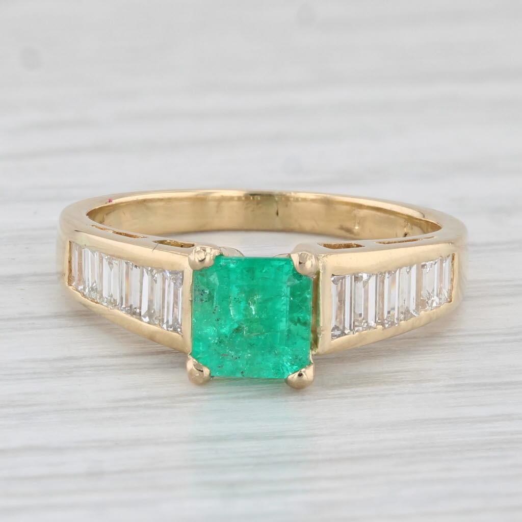 1.53ctw Anillo Diamante Esmeralda Oro Amarillo 18k Talla 6.25 Compromiso en venta 4