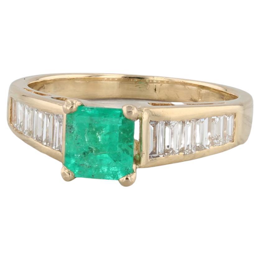 1.53ctw Emerald Diamond Ring 18k Yellow Gold Size 6.25 Engagement