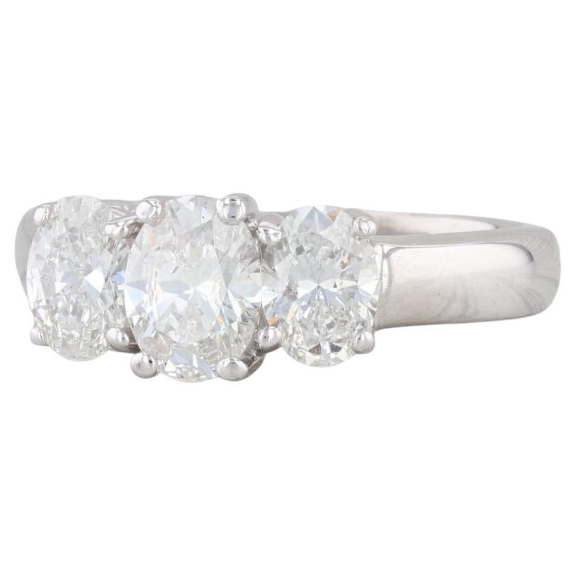 1.53ctw Oval Diamond 3-Stone Ring 14k White Gold Size 6 Engagement