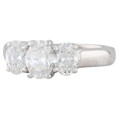 1.53ctw Oval Diamond 3-Stone Ring 14k White Gold Size 6 Engagement
