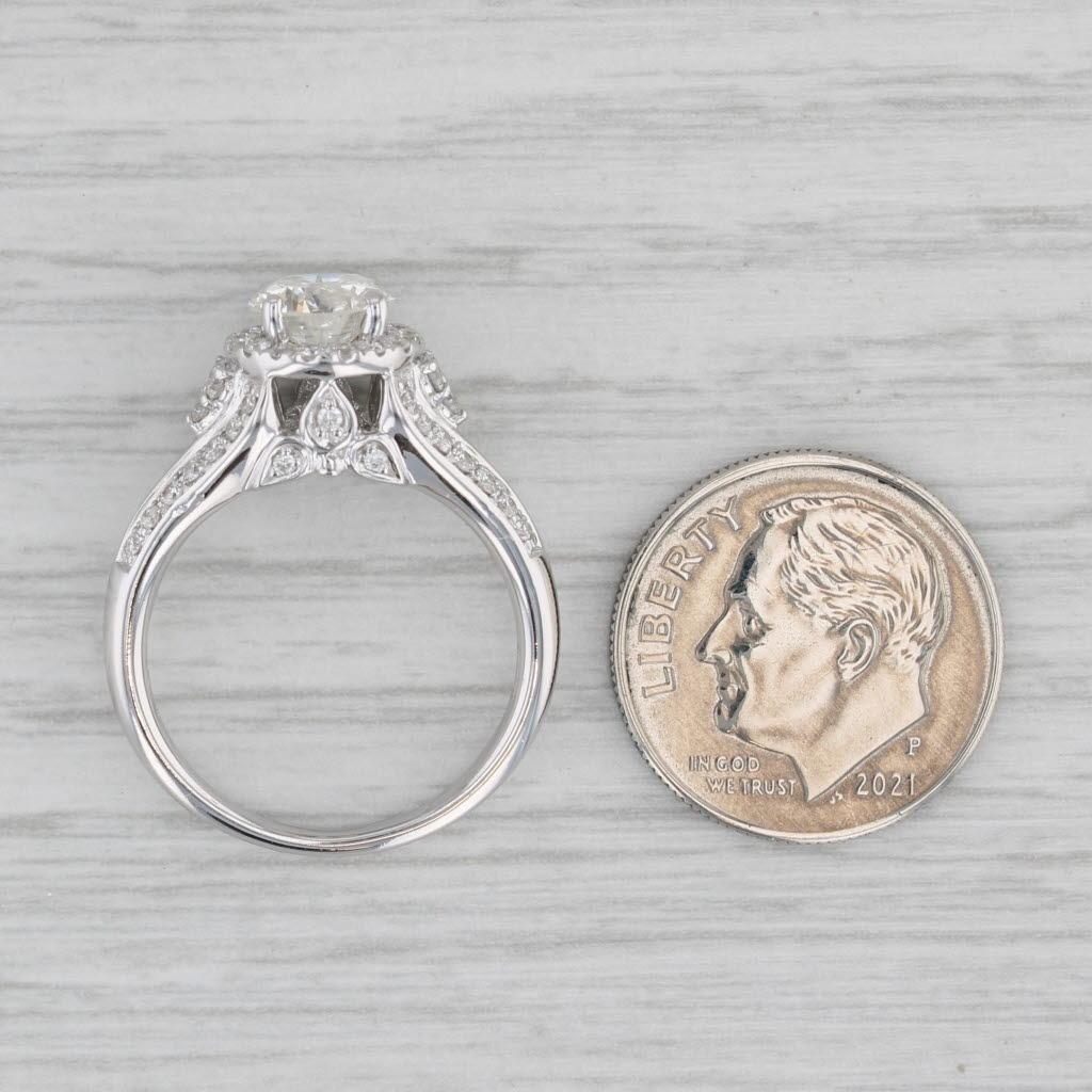 Round Cut 1.53ctw Round Diamond Halo Engagement Ring 14k White Gold Size 6 Demetrios