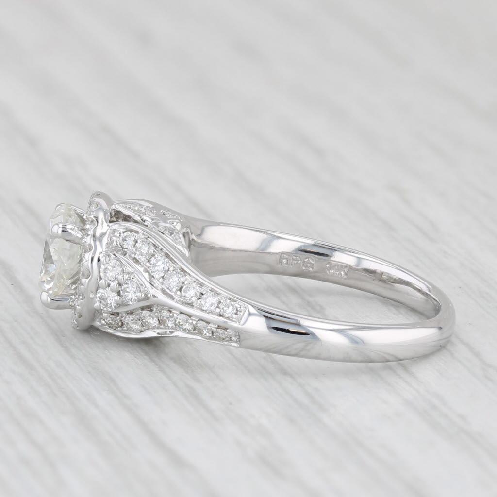 1.53ctw Round Diamond Halo Engagement Ring 14k White Gold Size 6 Demetrios 2