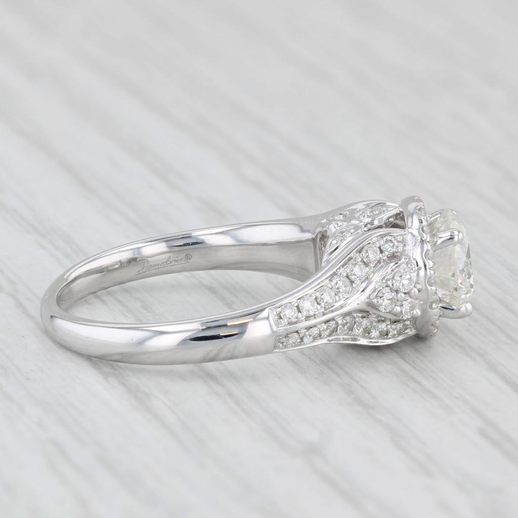1.53ctw Round Diamond Halo Engagement Ring 14k White Gold Size 6 Demetrios 3