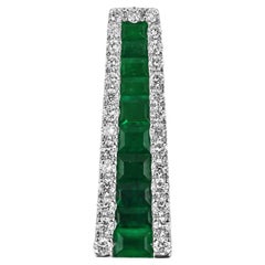 1.53tcw Natural Baguette Channel Set Emerald & Diamond Gold Unisex Pendant 14K