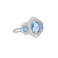 Sunita Nahata Aquamarine 1.54ct. Fancy Ring in 18KWGwith Diamond.