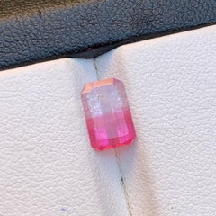 1.54 Carat Bicolor Natural Tourmaline, Emerald Cut Loose Gemstone, Afghanistan