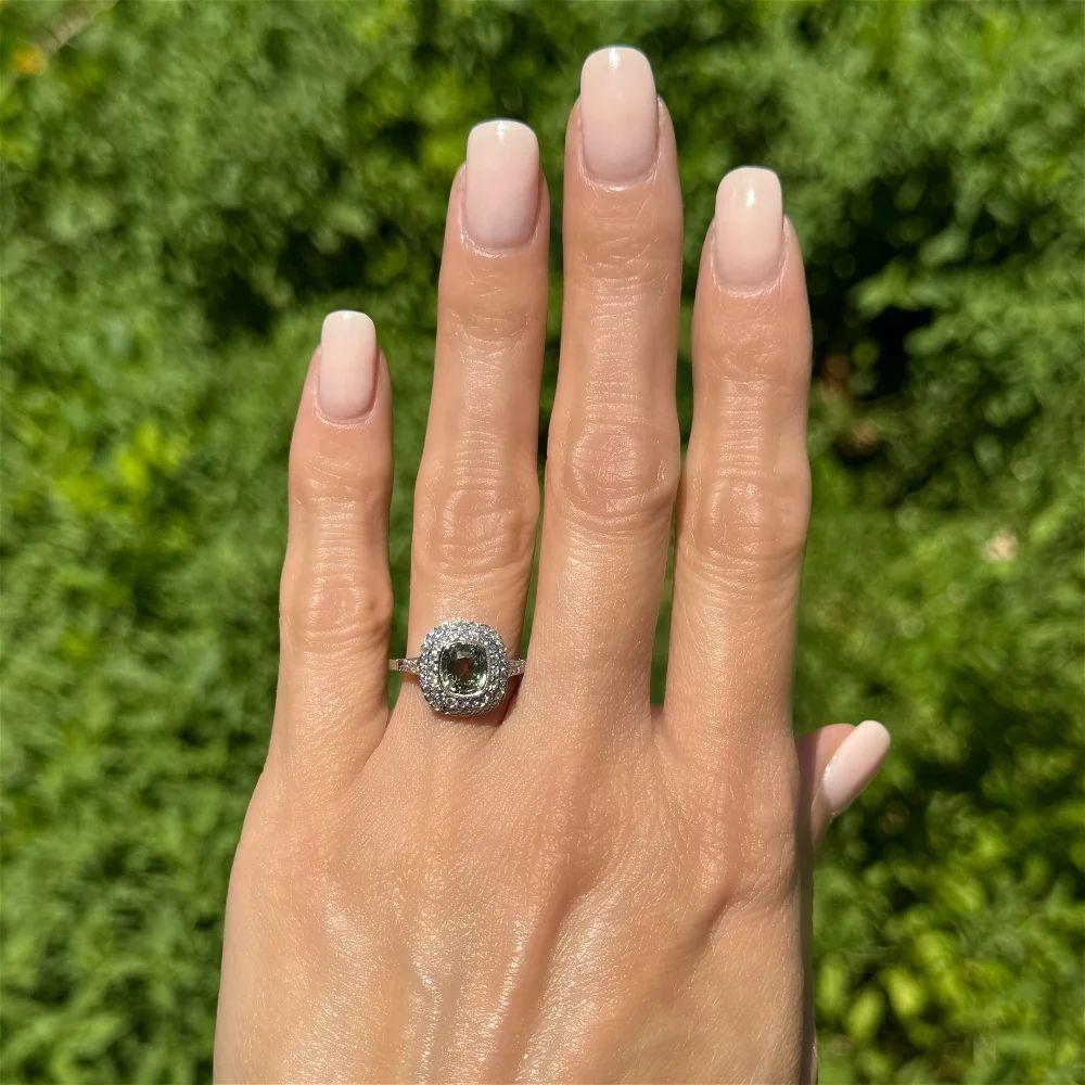 Modernist 1.54 Carat Cushion Alexandrite GIA and OEC Diamond Platinum Statement Ring For Sale