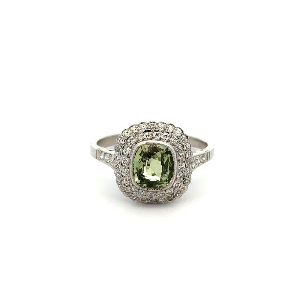Cushion Cut 1.54 Carat Cushion Alexandrite GIA and OEC Diamond Platinum Statement Ring For Sale