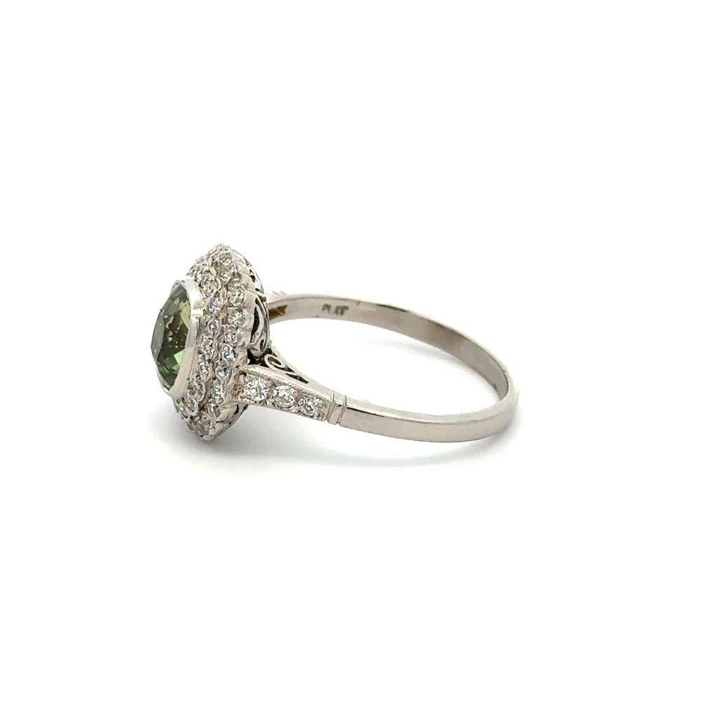 Women's 1.54 Carat Cushion Alexandrite GIA and OEC Diamond Platinum Statement Ring For Sale