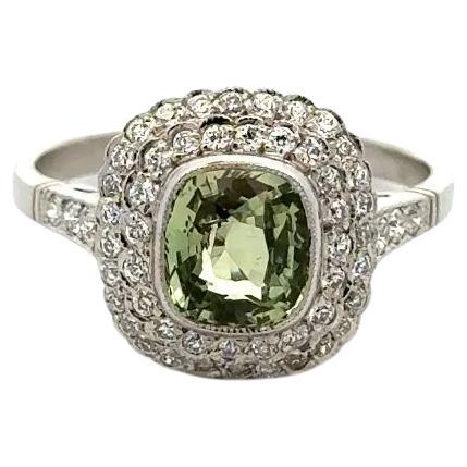 1.54 Carat Cushion Alexandrite GIA and OEC Diamond Platinum Statement Ring For Sale