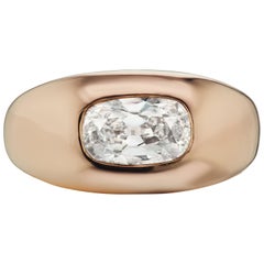 1.54 Carat Cushion Cut Diamond Comfort Made Band in 18 Karat Rose Gold GIA