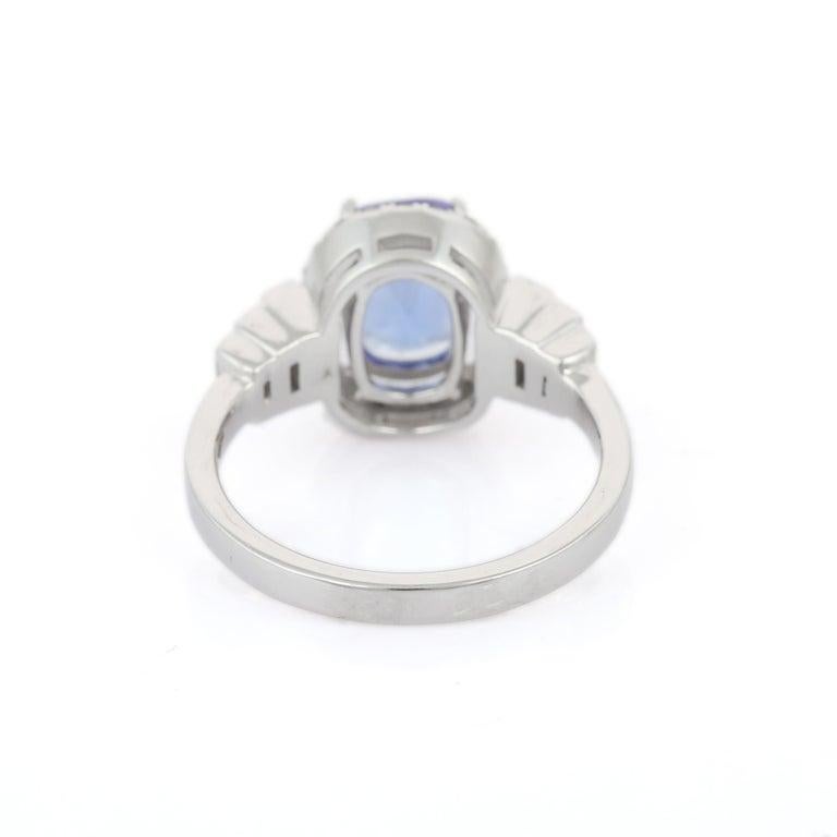 in vendita:  Anello nuziale a raggiera con tanzanite e diamanti da 1,54 carati e taglio a cuscino in oro bianco 18 carati 7