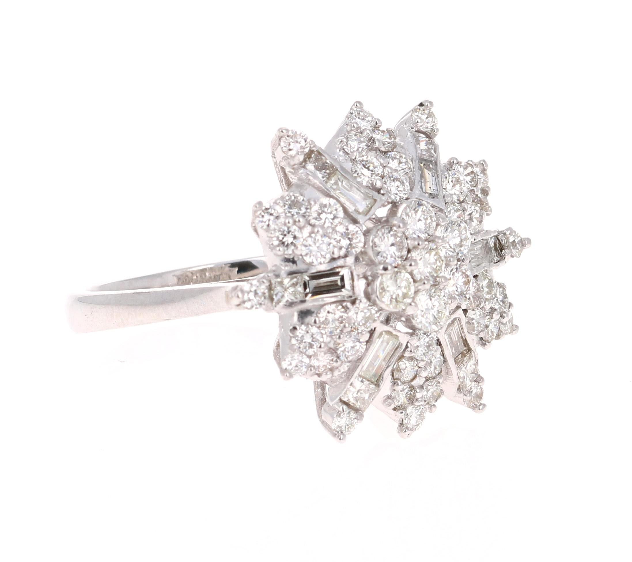 A simple cocktail/statement ring with both Baguette and Round Cut Diamonds. Very much on trend with the modern day rings. A ring that screams #girlpower #bossbabe #bosslady for the independent and strong! 
Great as an everyday wear and to wear with