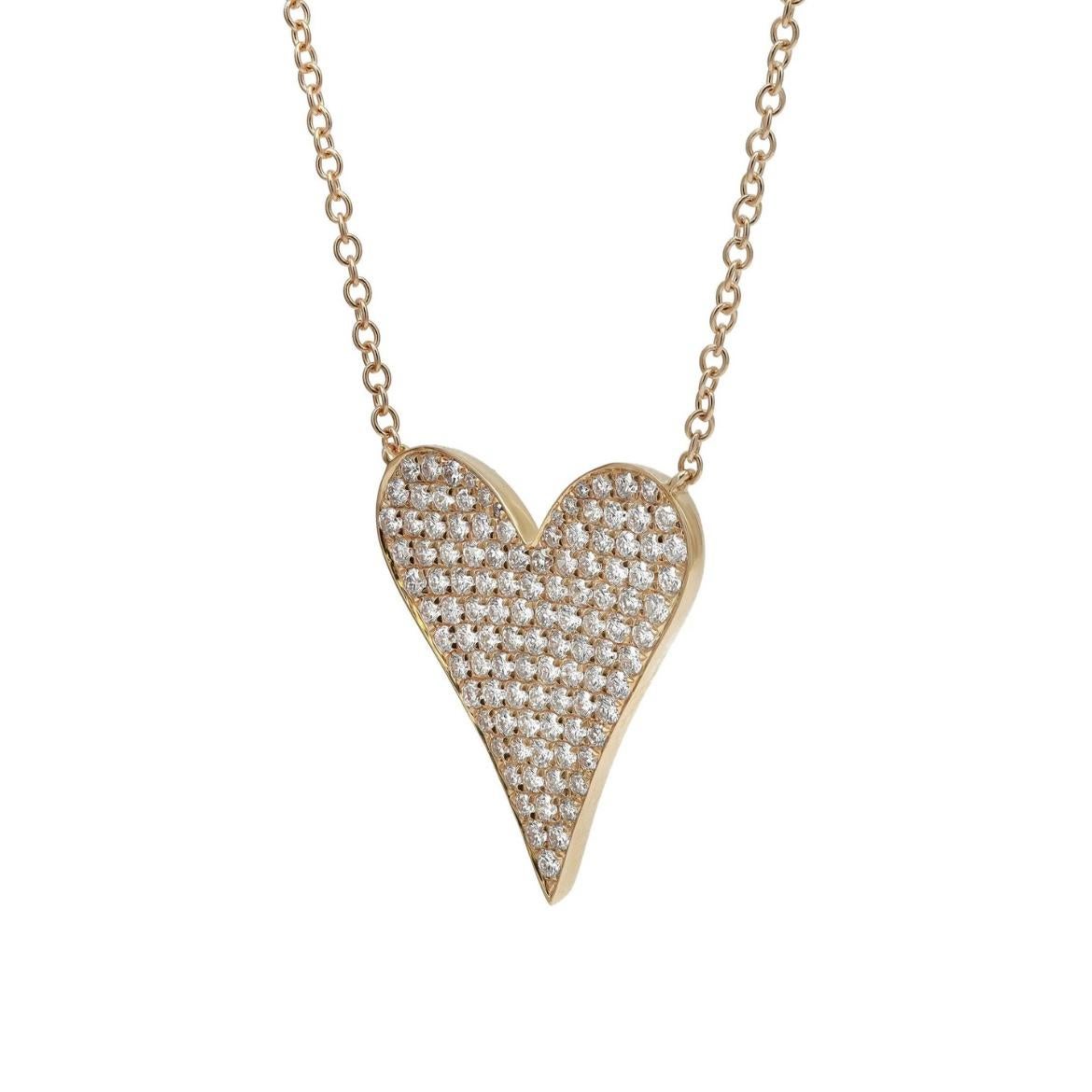 Discover timeless elegance with our exquisite Diamond Heart Necklace—a captivating masterpiece crafted in high-polished solid 18k yellow gold. The delicate heart-shaped pendant, adorned with tiny brilliant round-cut diamonds, showcases a dazzling