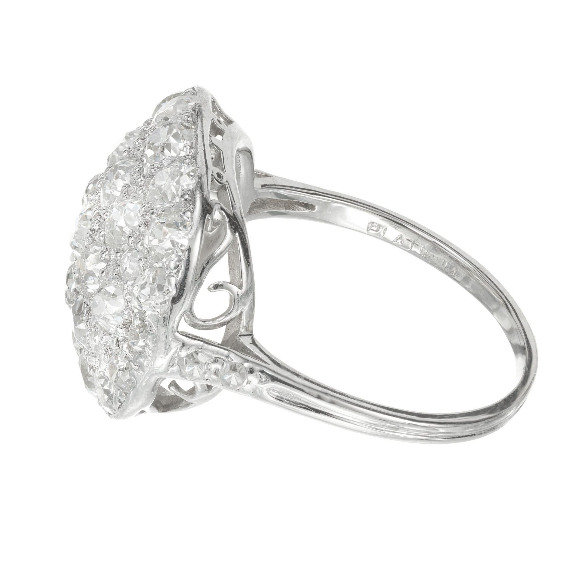 1.54 Carat Diamond Platinum Domed Cluster Ring In Good Condition For Sale In Stamford, CT