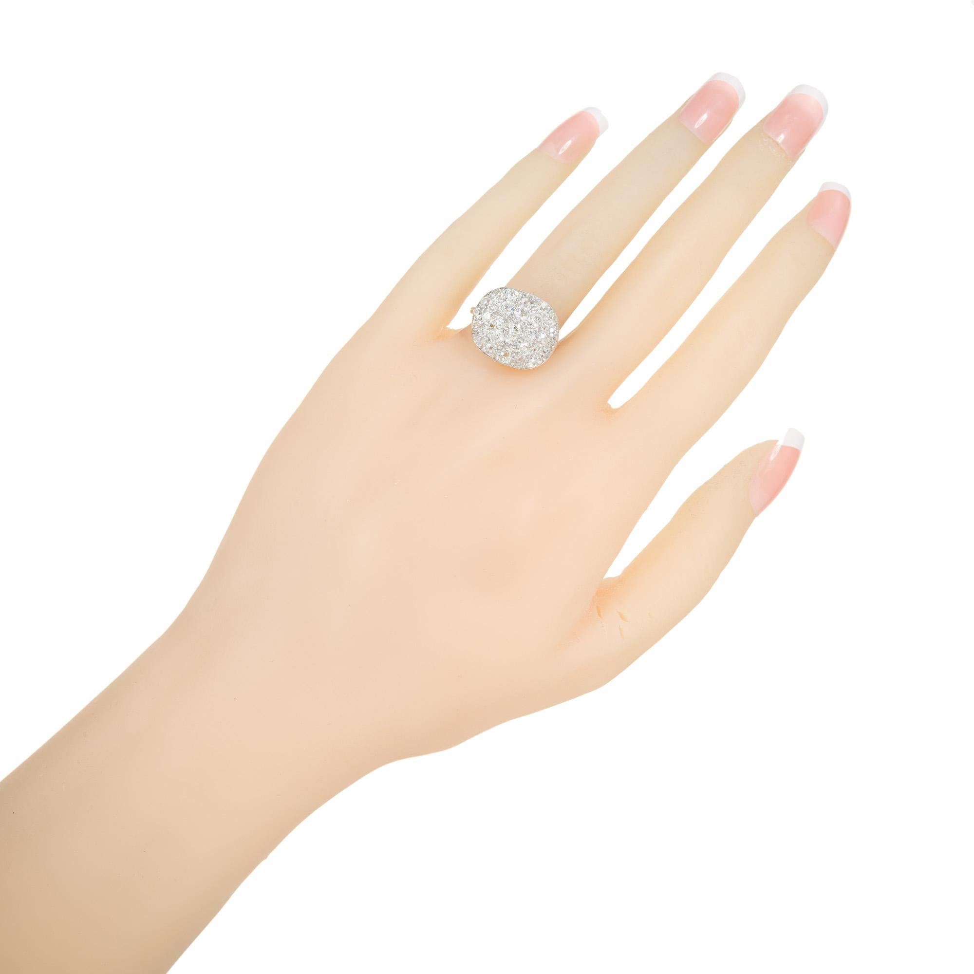 1.54 Carat Diamond Platinum Domed Cluster Ring For Sale 2