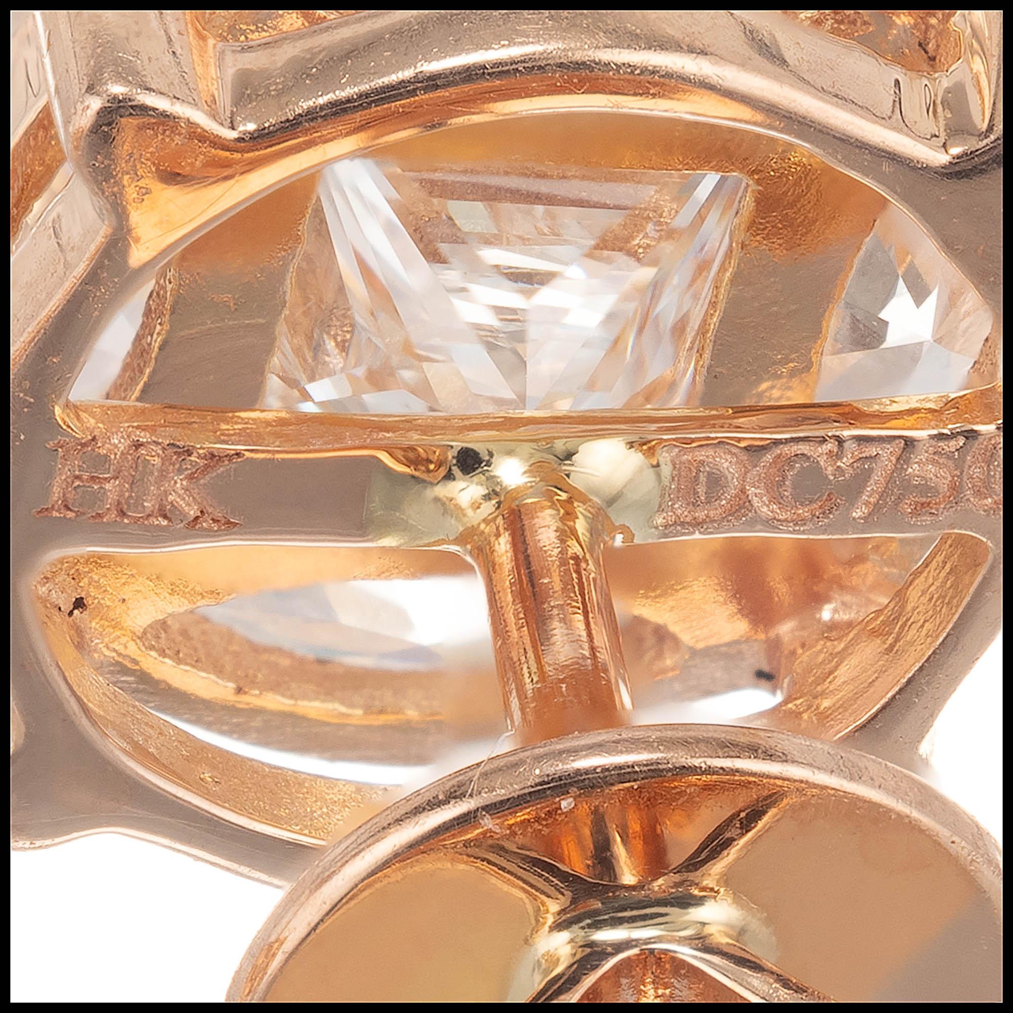 Women's 1.54 Carat Diamond Rose Gold Cluster Earrings
