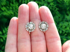 Victorian 1.54 Carat Diamond Floral Cluster Earrings