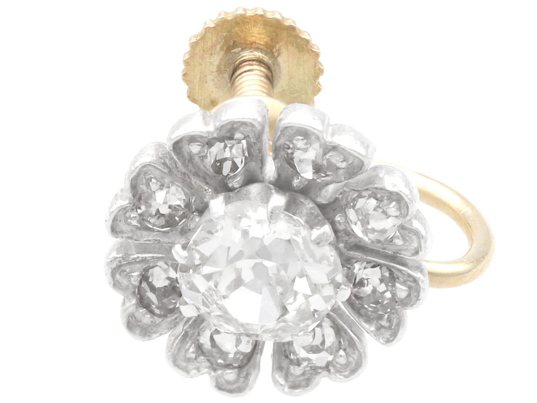 Orecchini a grappolo con diamanti da 1,54 carati, argento e oro giallo 9k Circa 1880 In condizioni ottime in vendita a Jesmond, Newcastle Upon Tyne